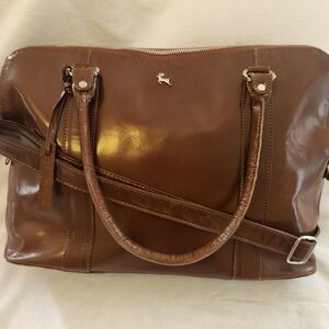 Ashwood Gina Bridge Brown Leather Purse Laptop Messenger Bag with Strap